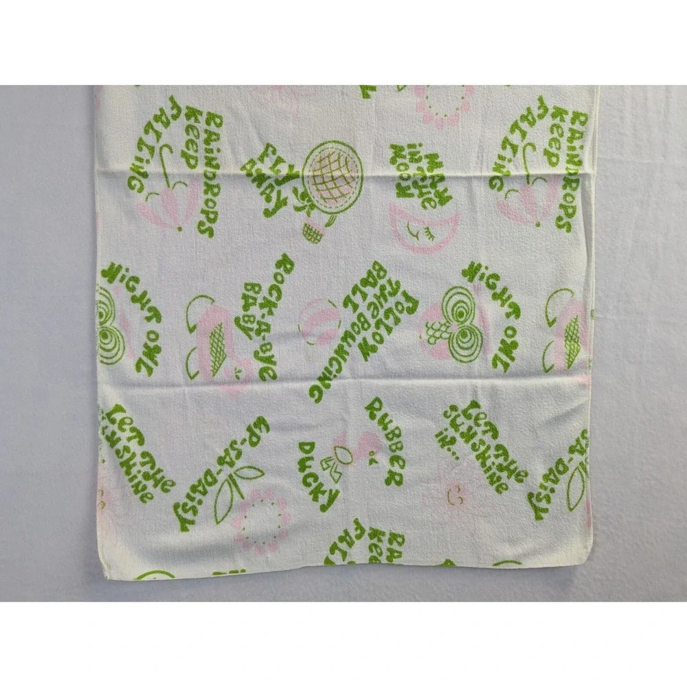 Vintage Flannel Baby Receiving Blanket Green‎ Pink